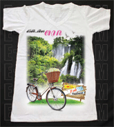 เสื้อยืดคอวีพร้อมสกรีนลายแหล่งท่องเที่ยว ลายจังหวัดตาก